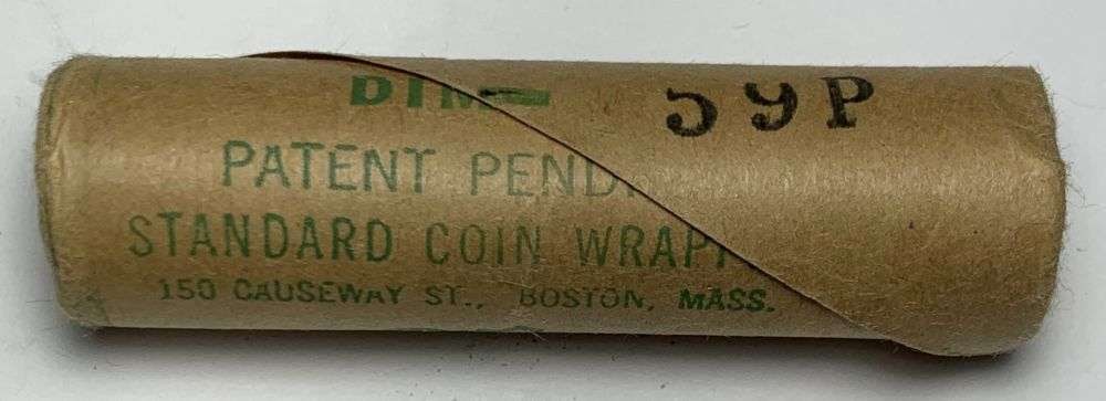 Bank Wrapped Roll (50) 1959-P Roosevelt Silver Dimes: Winner shall receive the exact roll (50-coins) shown here. (MR/LUR)