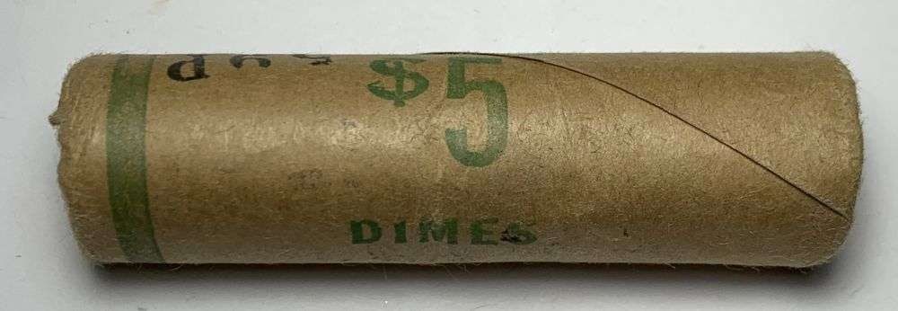 Bank Wrapped Roll (50) 1959-P Roosevelt Silver Dimes: Winner shall receive the exact roll (50-coins) shown here. (MR/LUR)