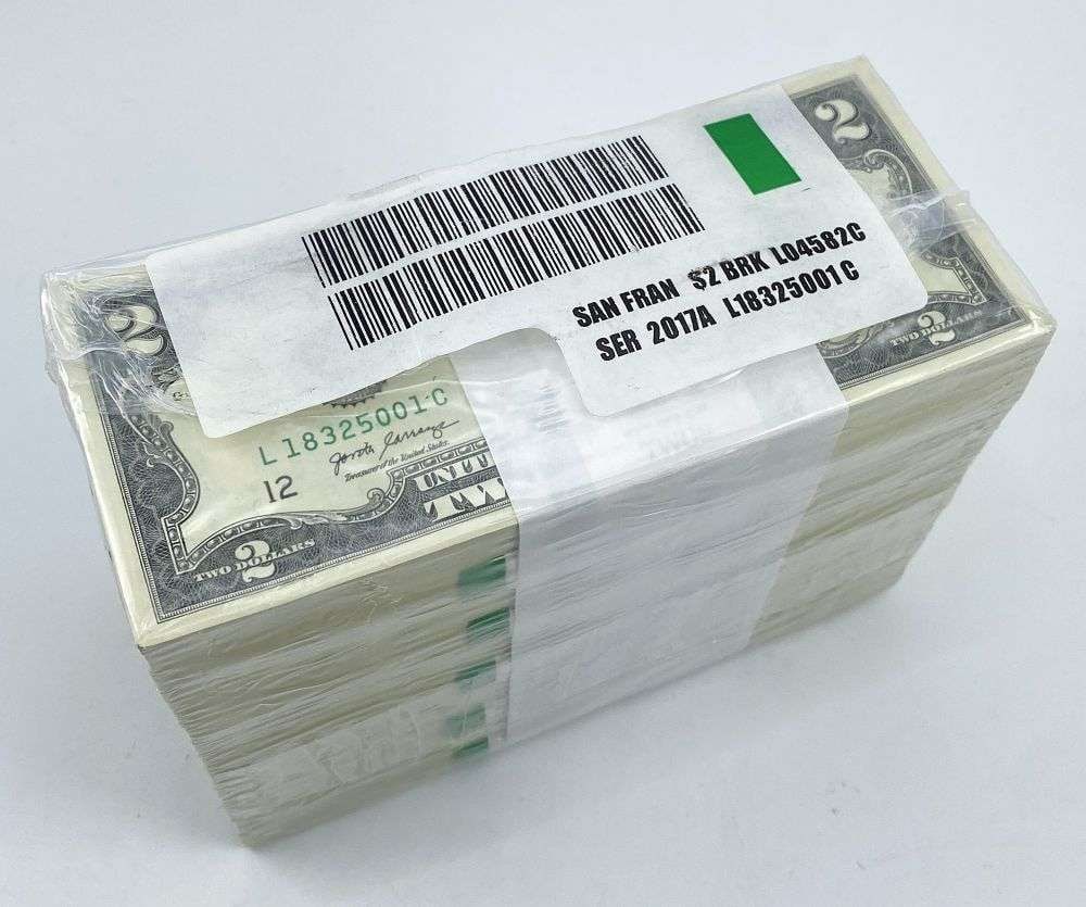 Treasury Sealed Brick $2,000 Face Value Sequential San Francisco 2017A $2 Notes (1,000-notes) (1 of 6)