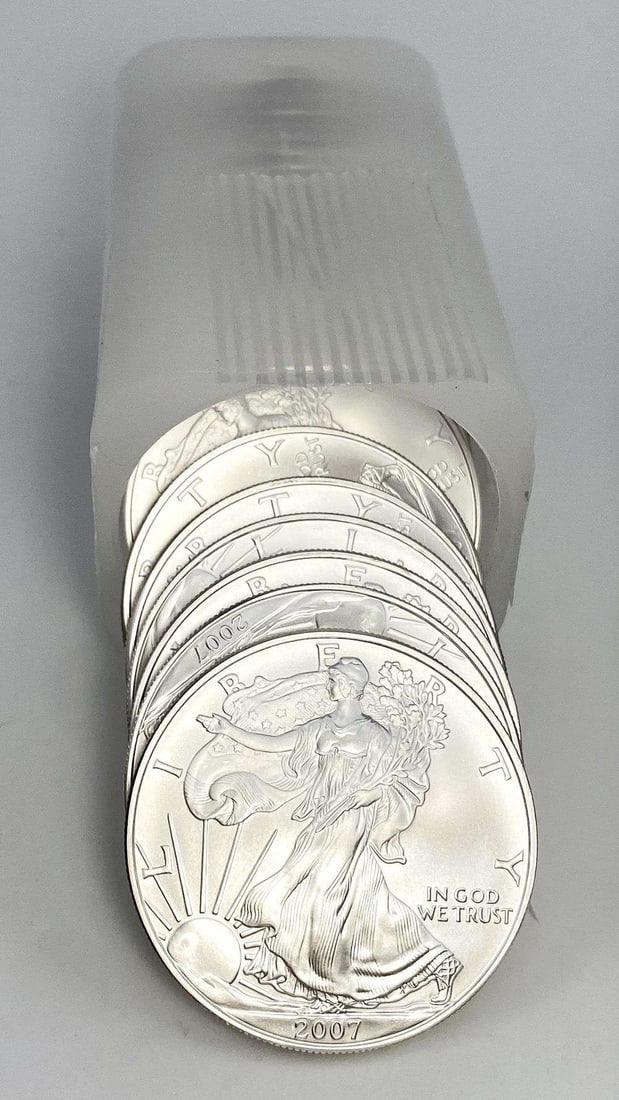 Last Minute! Original Treasury Roll (20) 2007 American Silver Eagle: Winner shall receive the exact roll (20-coins) shown here. (RR/LRRB)