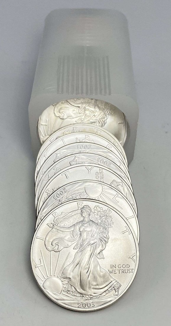 Last Minute! Original Treasury Roll (20) 2003 American Silver Eagle: Winner shall receive the exact roll (20-coins) shown here. (RR/LRRB)