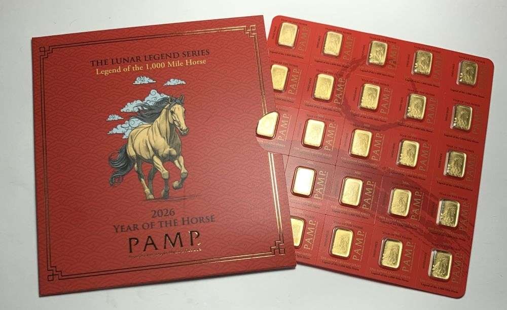 Last Minute! Pamp Suisse 2026 Year of the Horse 1g .9999 Gold Breakable Bar (25-bars): Winner shall receive the exact bar (25-bars) shown here. (MR/EIRB)