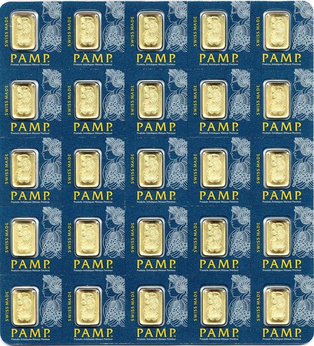 Last Minute! Pamp Suisse Lady Fortuna 1g .9999 Gold Breakable Bar (25-bars): Winner shall receive the exact bar (25-bars) shown here. (MR/EIRB)