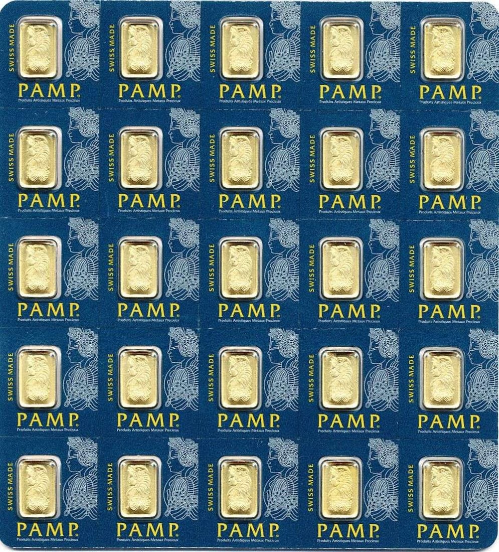 Last Minute! Pamp Suisse Lady Fortuna 1g .9999 Gold Breakable Bar (25-bars): Winner shall receive the exact bar (25-bars) shown here. (MR/EIRB)