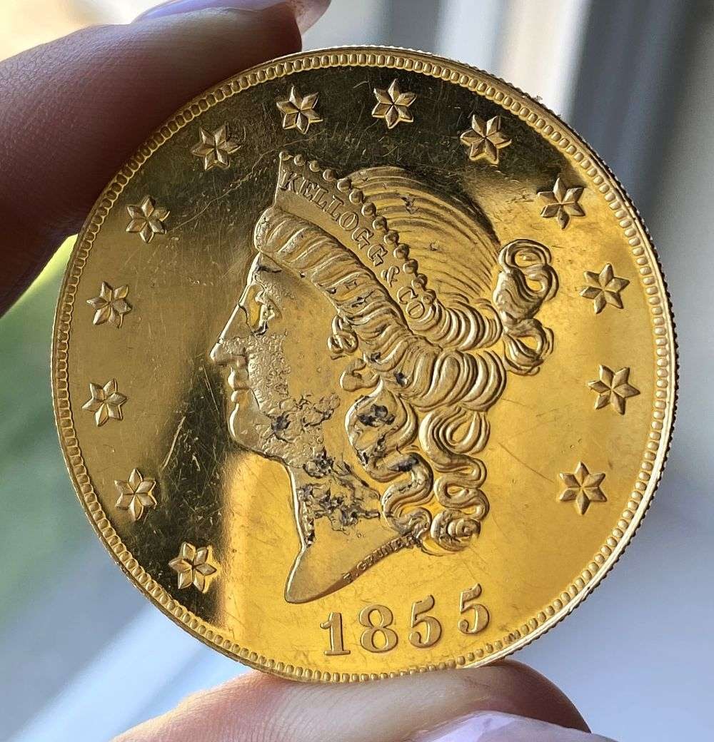 Last Minute! 1855 Kellogg Gold $50 Commem. Restrike S.S. Central America Gem Proof 2.41 ozt AGW: Winner shall receive the exact coin shown here. (MR/LBPRL)