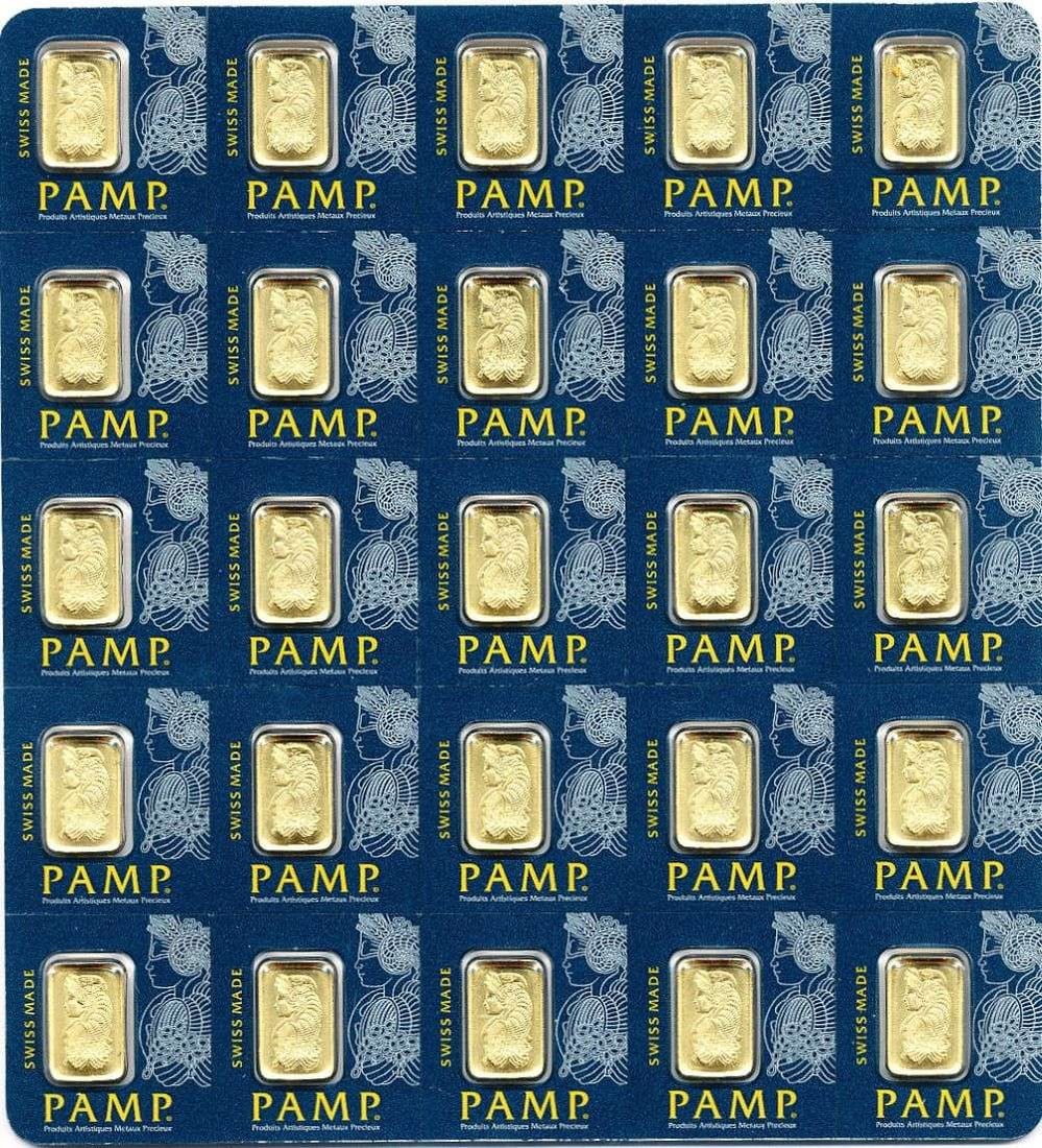 Last Minute! Pamp Suisse Lady Fortuna 1g .9999 Gold Breakable Bar (25-bars): Winner shall receive the exact bar (25-bars) shown here. (MR/EIRB)