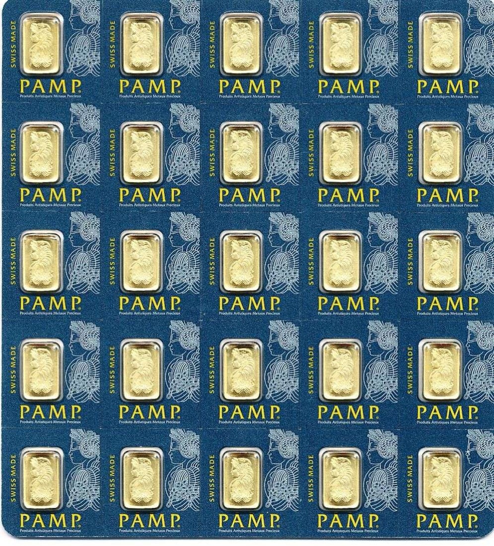 Last Minute! Pamp Suisse Lady Fortuna 1g .9999 Gold Breakable Bar (25-bars): Winner shall receive the exact bar (25-bars) shown here. (MR/EIRB)