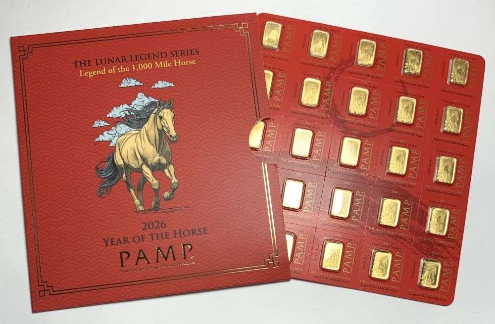 Last Minute! Pamp Suisse 2026 Year of the Horse 1g .9999 Gold Breakable Bar (25-bars): Winner shall receive the exact bar (25-bars) shown here. (MR/EIRB)