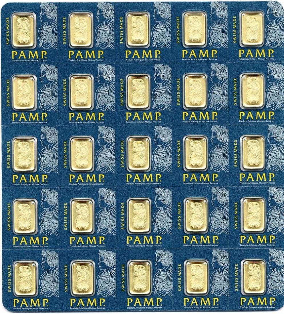 Last Minute! Pamp Suisse Lady Fortuna 1g .9999 Gold Breakable Bar (25-bars): Winner shall receive the exact bar (25-bars) shown here. (MR/EIRB)