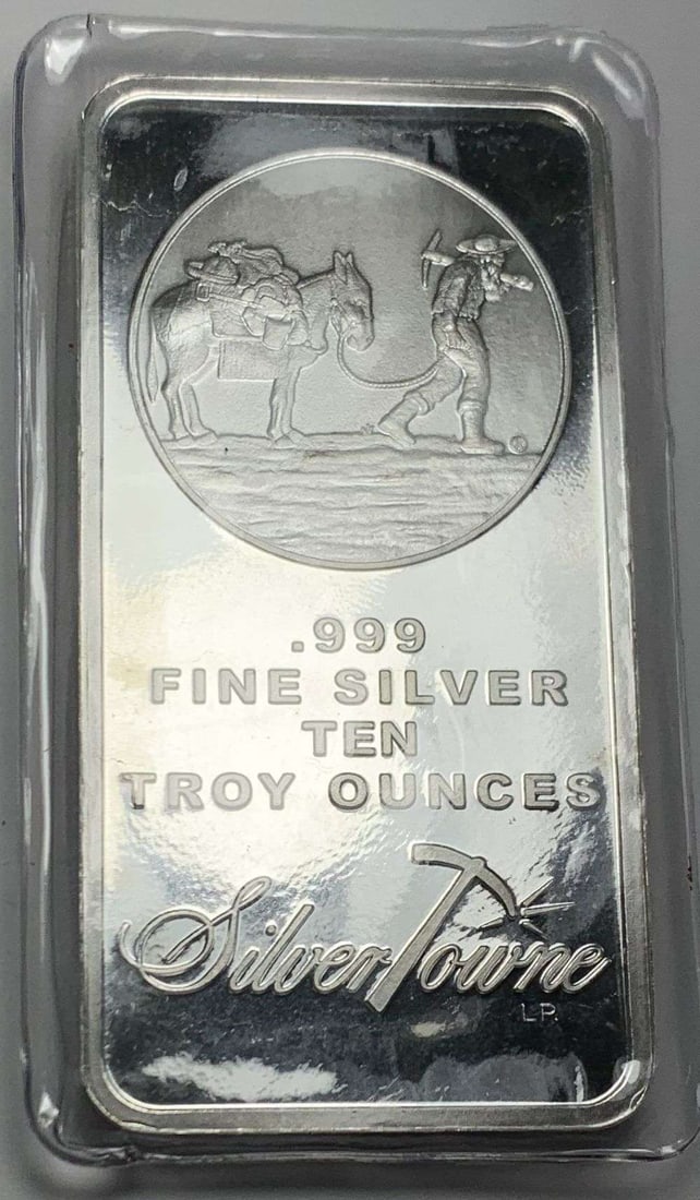 Last Minute! SilverTowne Prospector 10 ozt .999 Silver Bar (1 of 4)