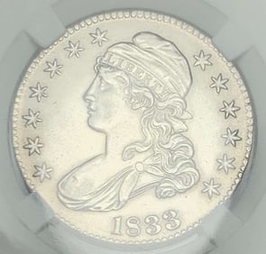 Last Minute Rare! 1833 Capped Bust Silver Half Dollar MS62