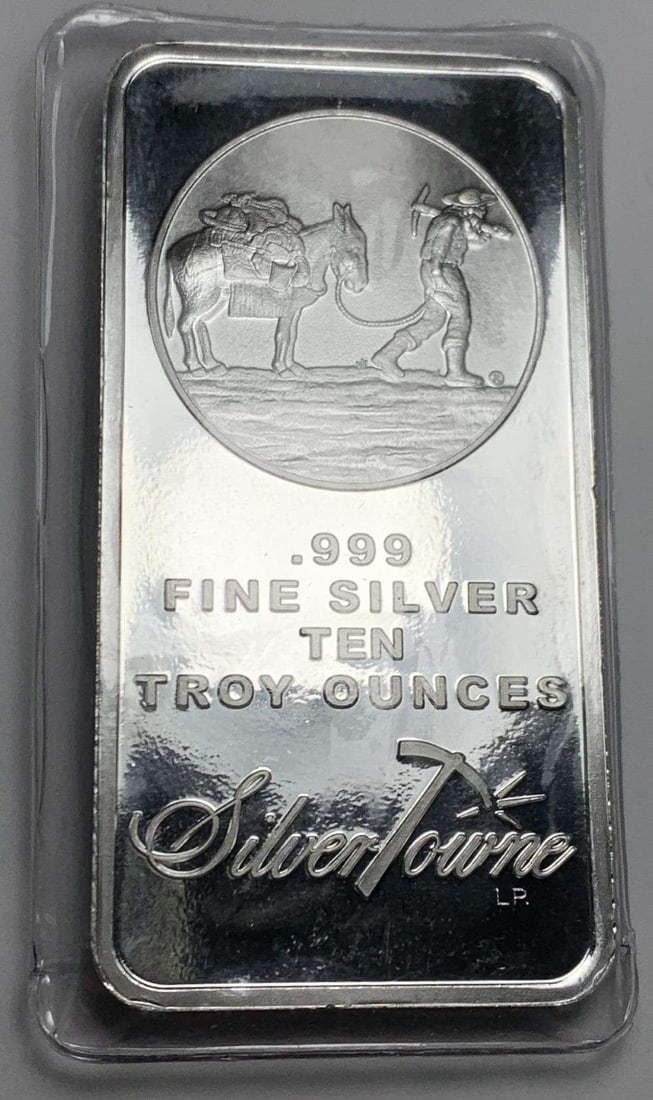 Last Minute! SilverTowne Prospector 10 ozt .999 Silver Bar: Winner shall receive the exact bar shown here. (MR/FUB)