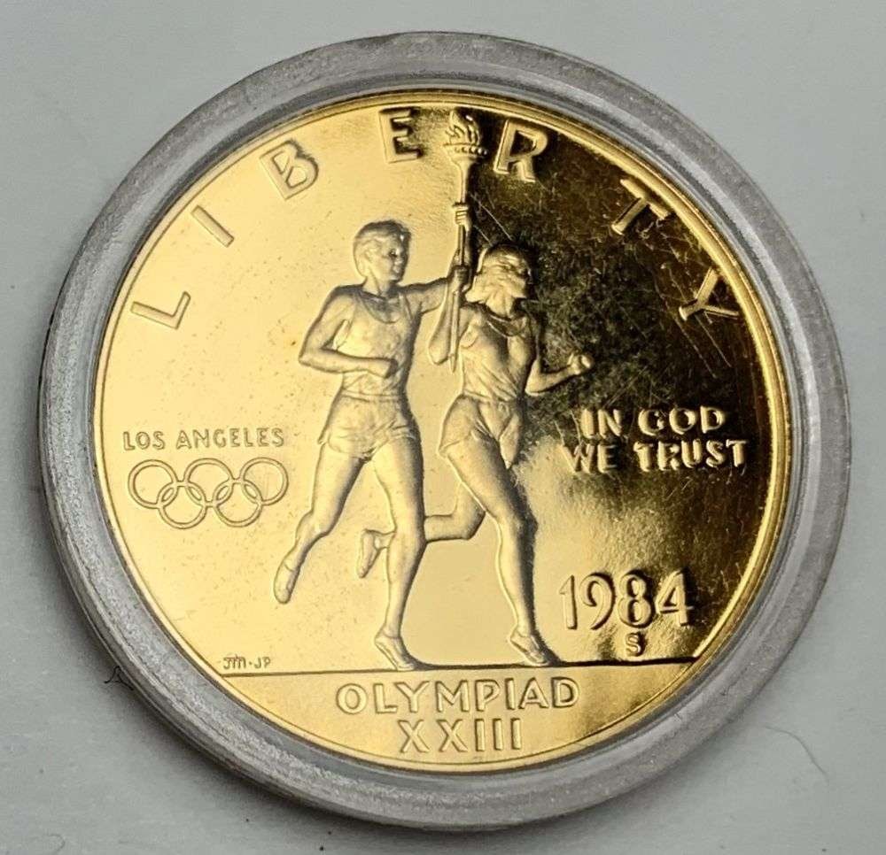 Last Minute! 1984-S Olympics Gold $10 Proof Commemorative: Winner shall receive the exact coin shown here. (MR/UUFP)