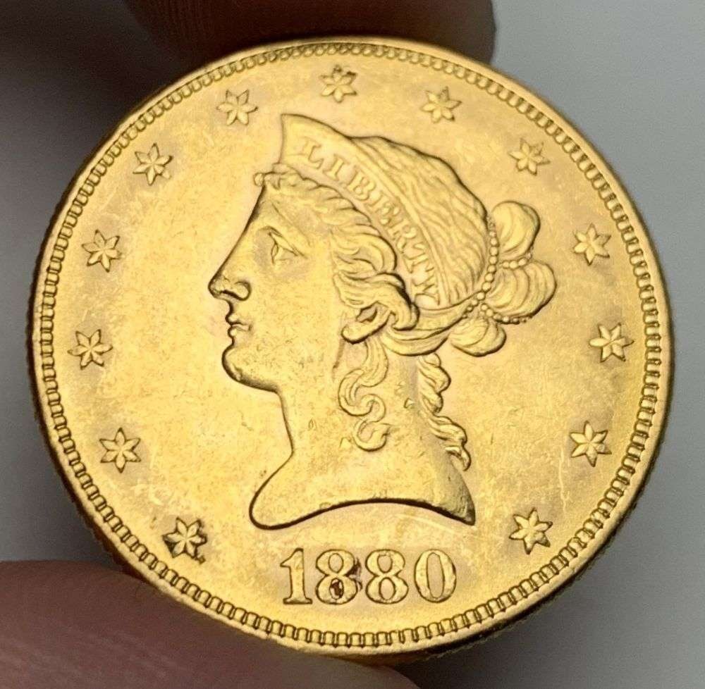 Last Minute! 1880 Gold $10 Liberty Head MS63: Winner shall receive the exact coin shown here. (MR/UUFP)