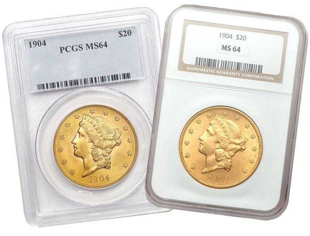 Ten (10) Gold $20 Liberty Head PCGS / NGC MS64: Winner of lot shall receive (10-coins) gold $20.00 liberty head PCGS or NGC MS64, precisely resembling the coins shown in pictures. NOTE: This is a stock photo - your ten (10) coins will be hand-picke