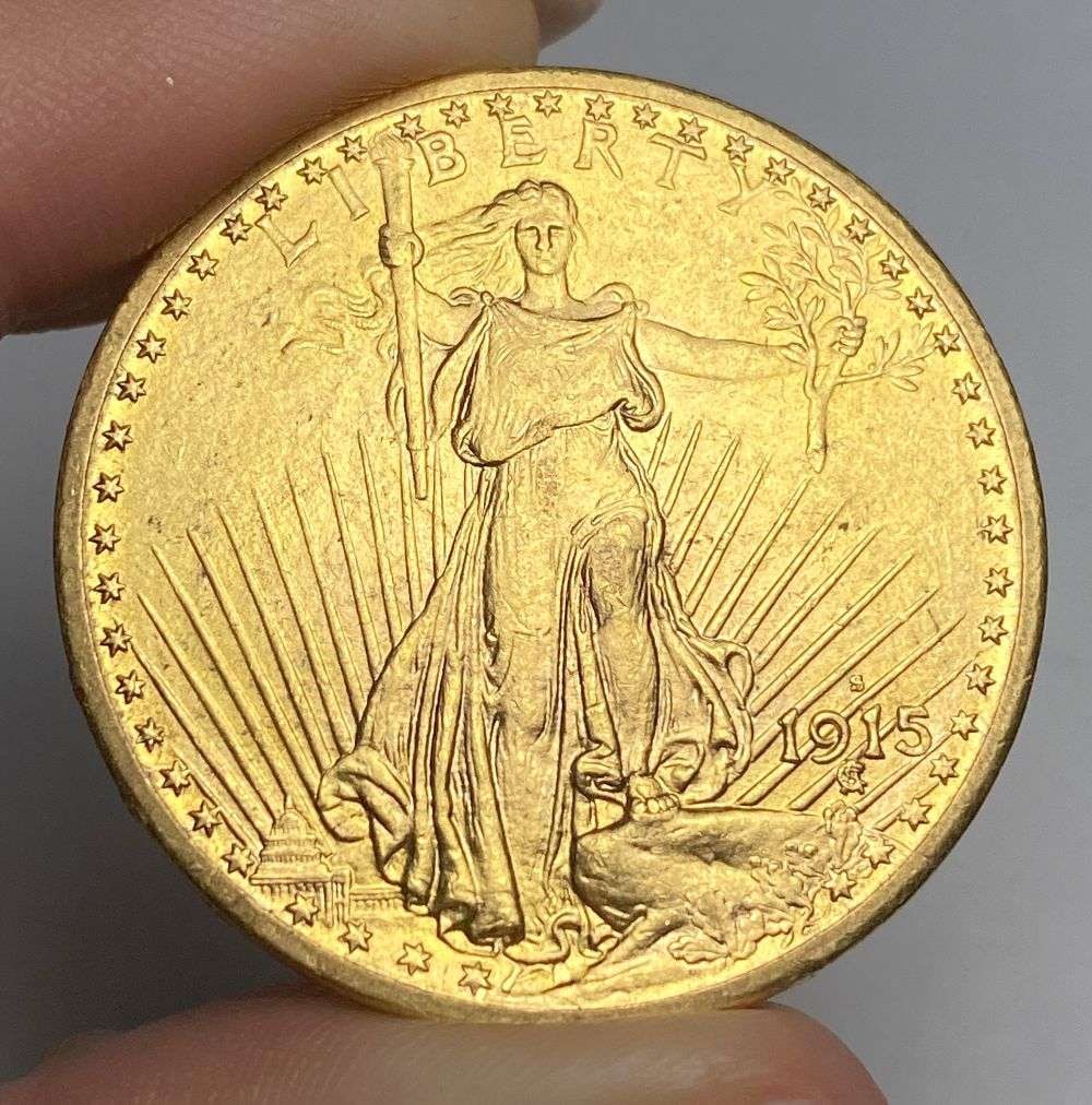 Last Minute! 1915-S Gold $20 Saint Gaudens MS64: Winner shall receive the exact coin shown here. (RR/PPLR)