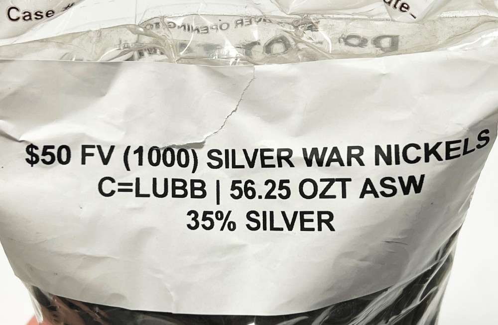 $50 Face Silver World War 2 Nickels (1,000-coins) - 3