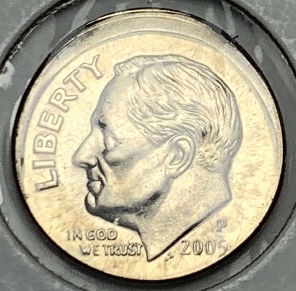 Rare Major Mint Error 2005-P Roosevelt Dime: Winner shall receive the exact coin shown here. (MR/B)