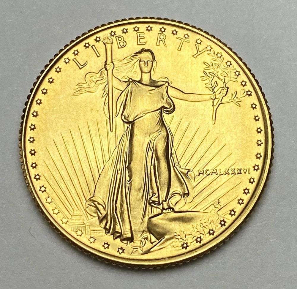 First Year Roman Numeral 1986 American $10 Gold Eagle 1/4 ozt (1 of 2)