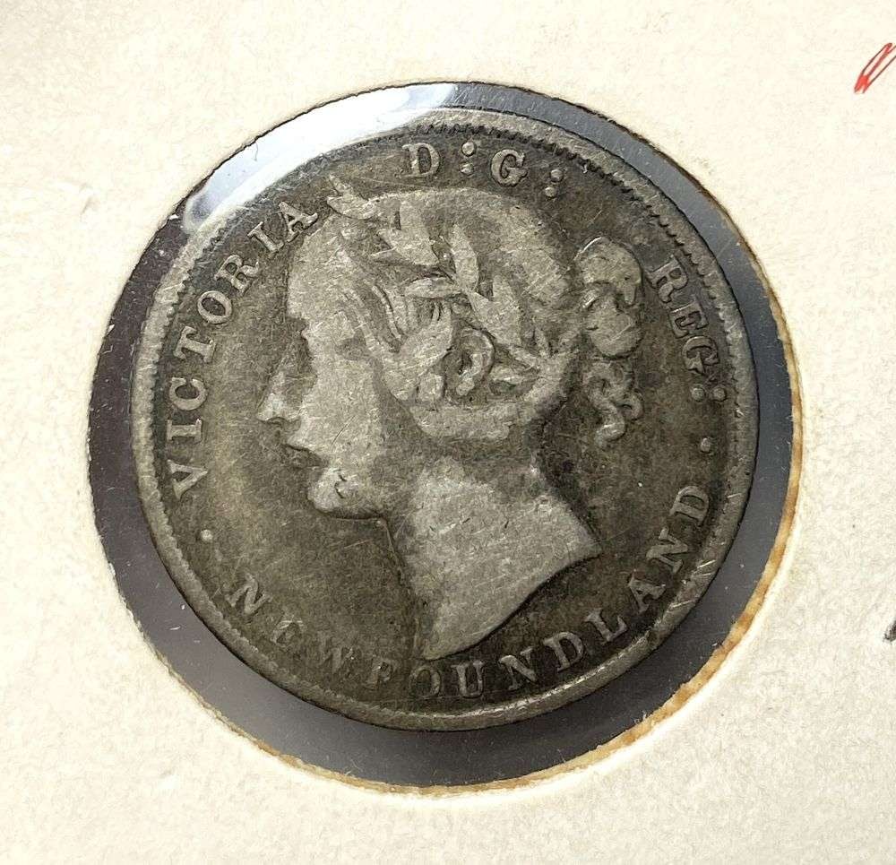 Rare 1872 Canada Newfoundland Silver 20c Fine: Winner shall receive the exact coin shown here. (RR/B)