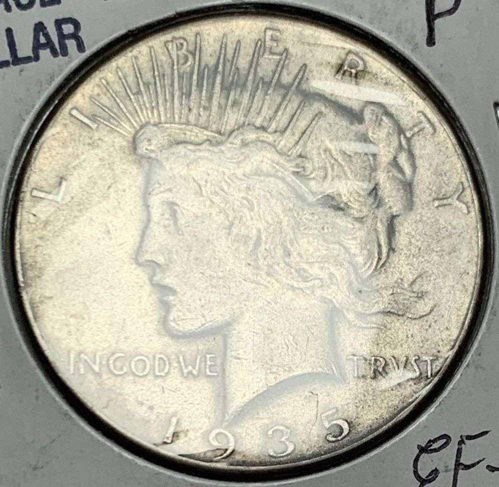 1935 Peace Silver Dollar XF40: Winner shall recieve the exact coin shown here. (MR/B)
