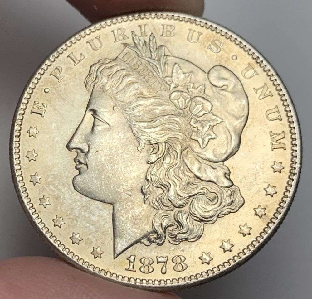 First Year 1878-S Morgan Silver Dollar MS63: Winner shall recieve the exact coin shown here. (MR/B)