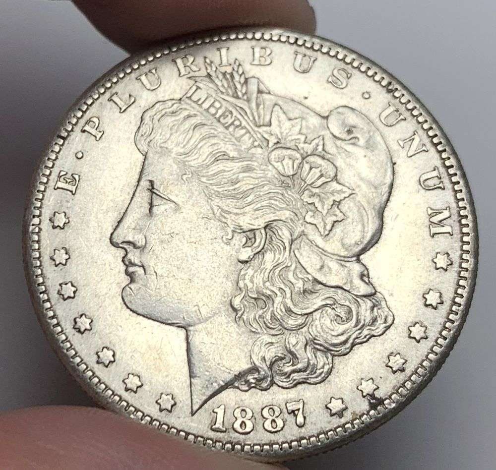 Better Date 1887-S Morgan Silver Dollar AU58: Winner shall recieve the exact coin shown here. (MR/B)