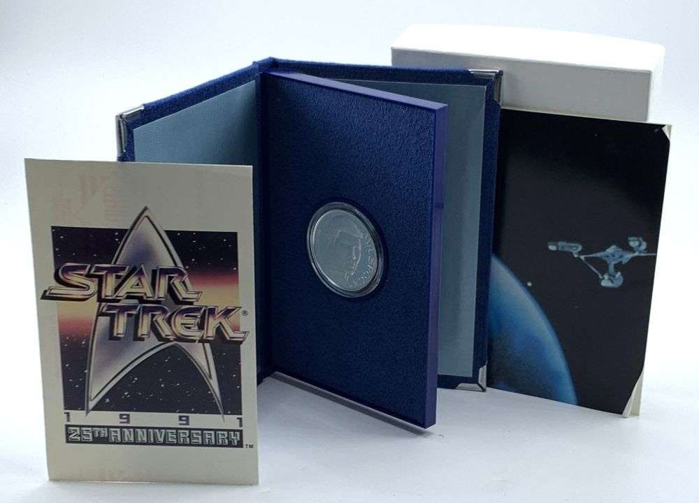 1991 Star Trek Mr. Spock 25th Anniversary Commemorative Proof 1 ozt .999 Silver: Winner shall receive the exact coin shown here. (MR/B)