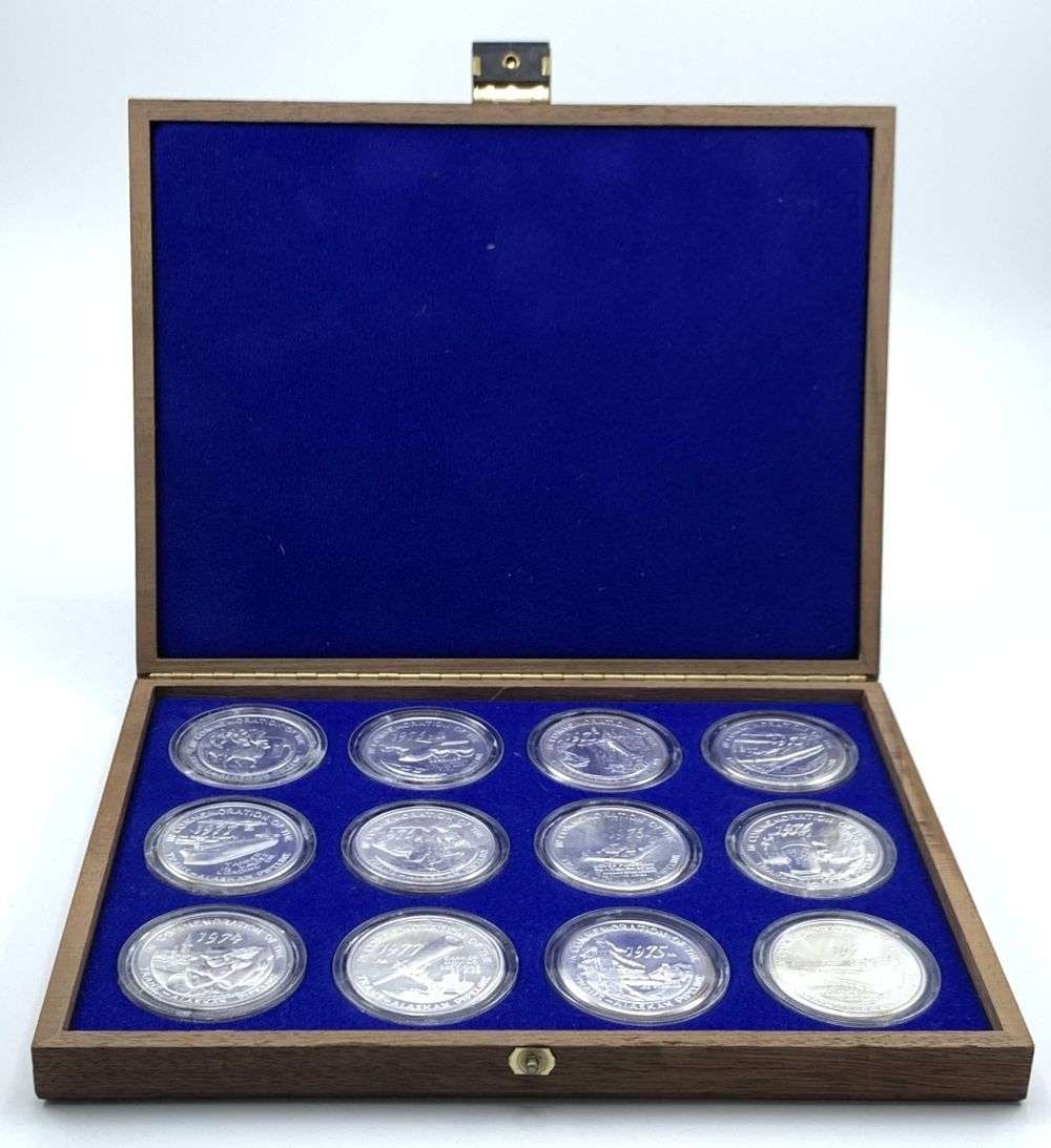Rare Vintage Alaska Mint 1974 Trans-Alaska Pipeline Commemorative 1 ozt .999 Silver Set (12-coins): Winner shall recieve the exact set (12-coins) shown here. (MR/B)