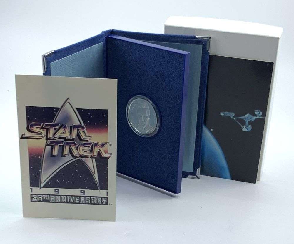 1991 Star Trek Captain Kirk 25th Anniversary Commemorative Proof 1 ozt .999 Silver: Winner shall receive the exact coin shown here. (MR/B)