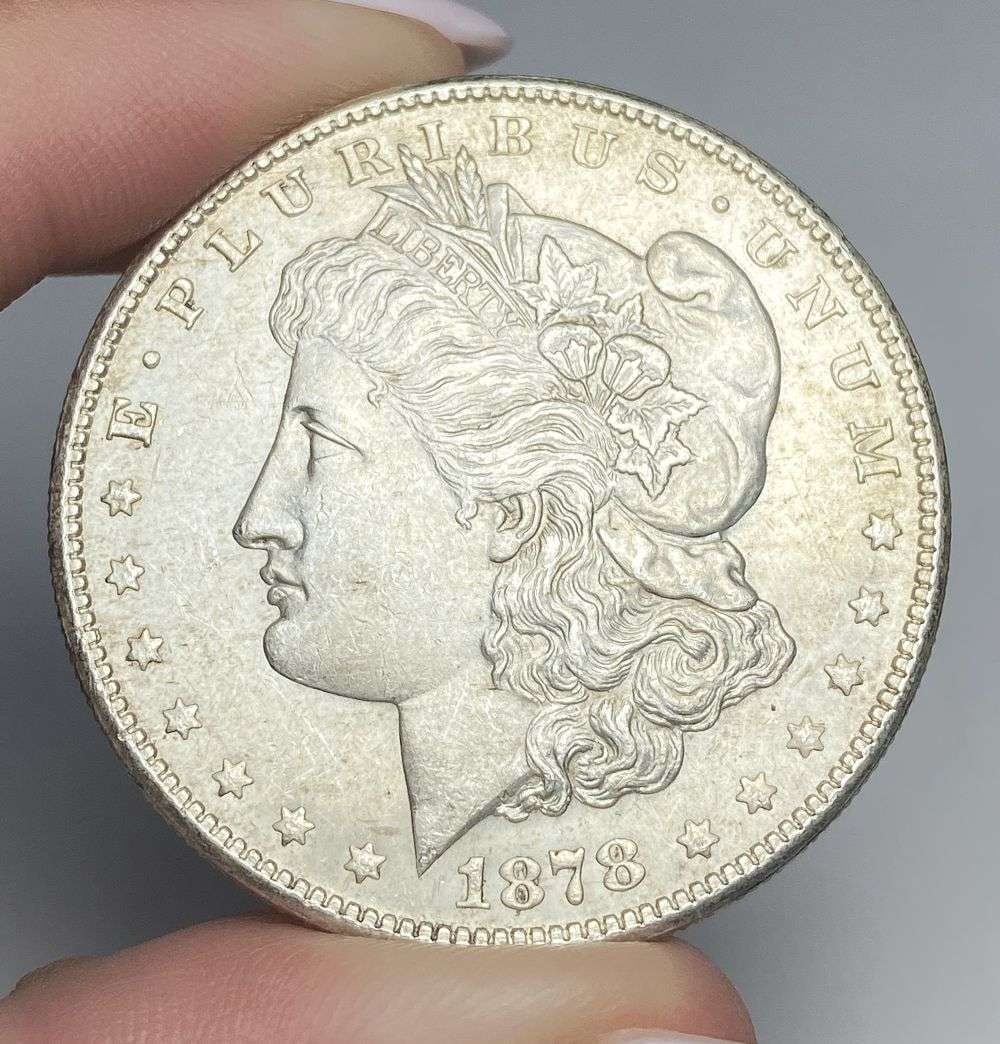 First Year 1878-S Morgan Silver Dollar AU58: Winner shall receive the exact coin shown here. (RR/B)