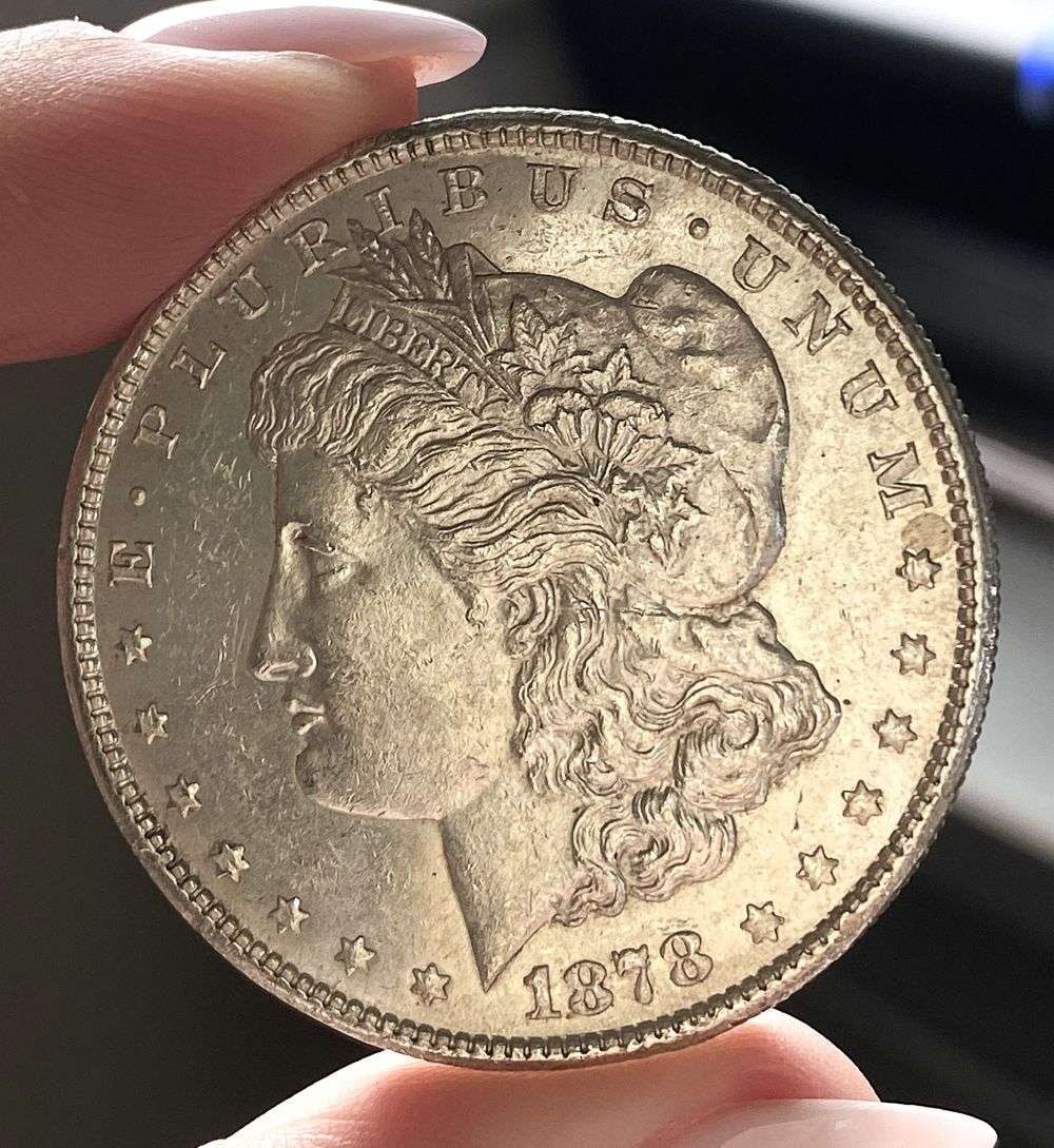 First Year 1878-S Morgan Silver Dollar AU58 Obverse PL: Winner shall receive the exact coin shown here. (RR/B)