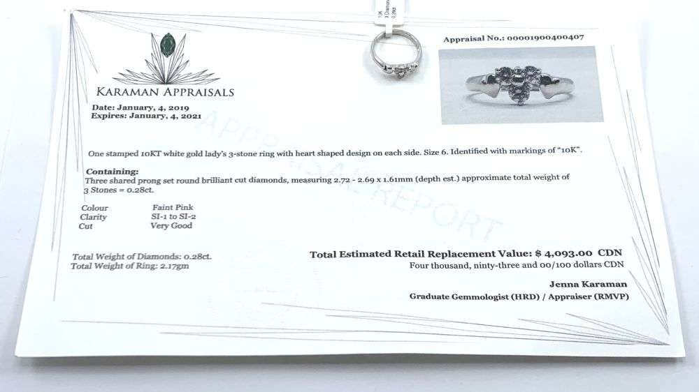 0.28ct Pink Round Cut Diamonds 10k White Gold Ring (Size 6): Winner shall receive the exact item shown here. (MR)