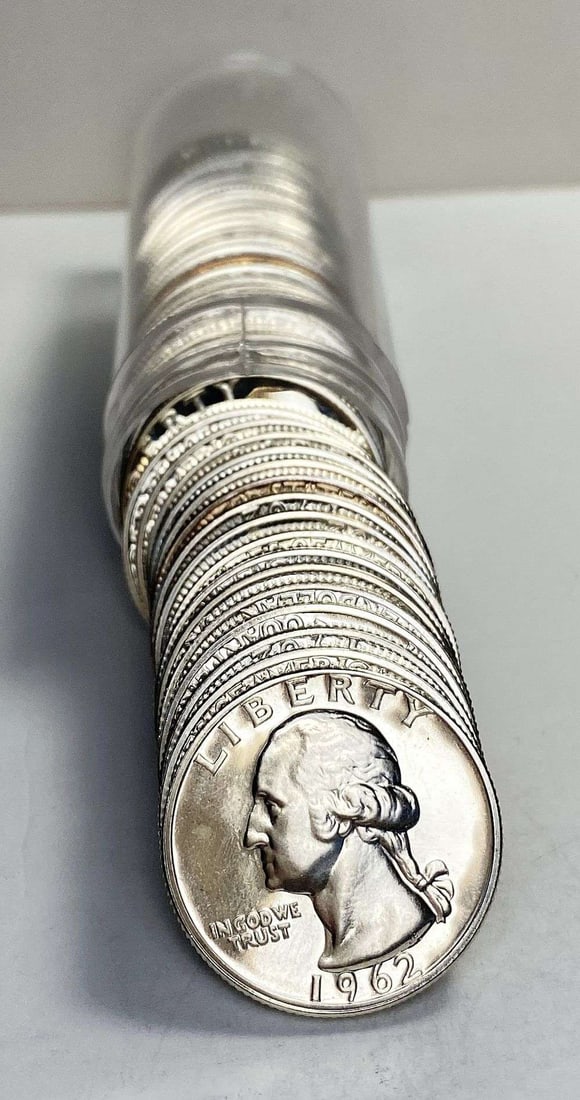 Roll (40-coins) 1962 Washington Quarter Proof 90% Silver: We were recently consigned an old time hoard of proof 90% silver quarters that are all pre-1965. These are the OG proof silver quarters. For example, if a person was lucky enough to send a coin to PCG