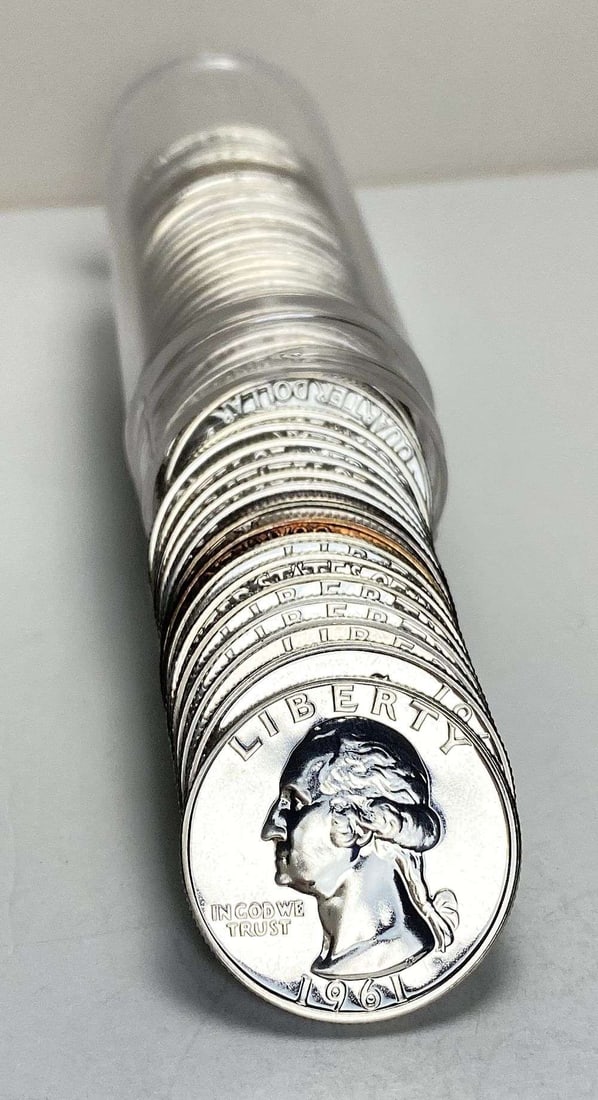 Roll (40-coins) 1961 Washington Quarter Proof 90% Silver: We were recently consigned an old time hoard of proof 90% silver quarters that are all pre-1965. These are the OG proof silver quarters. For example, if a person was lucky enough to send a coin to PCG