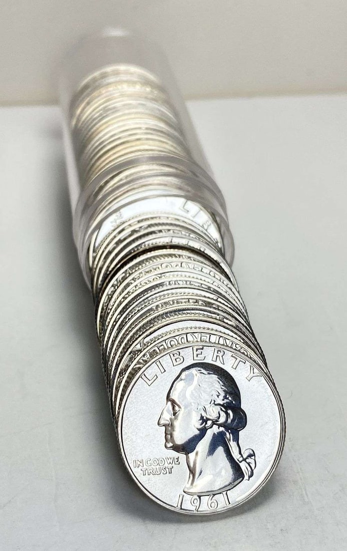Roll (40-coins) 1961 Washington Quarter Proof 90% Silver: We were recently consigned an old time hoard of proof 90% silver quarters that are all pre-1965. These are the OG proof silver quarters. For example, if a person was lucky enough to send a coin to PCG