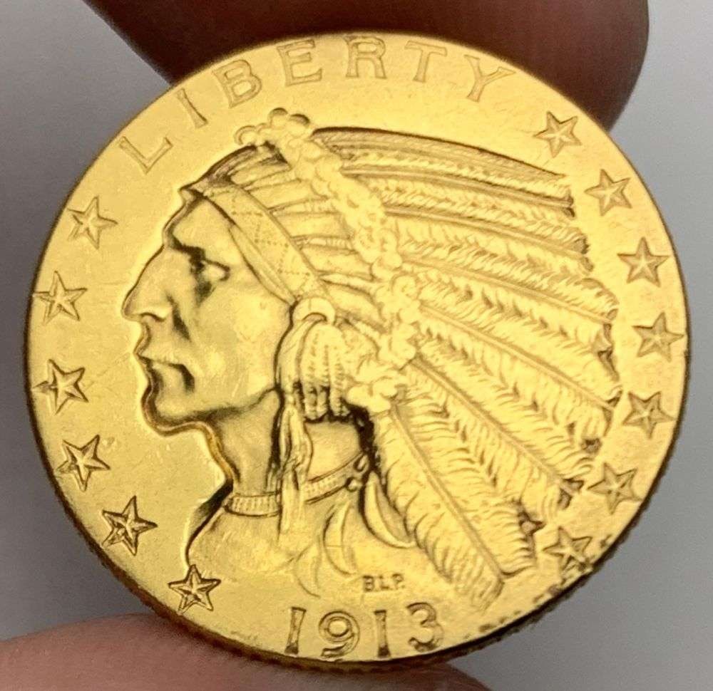 1913 Gold $5 Indian Head AU (1 of 2)