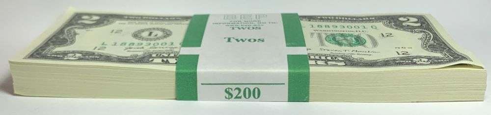 Fresh Sequential $200 Face Bank Wrapped 2017A $2 Notes - 4