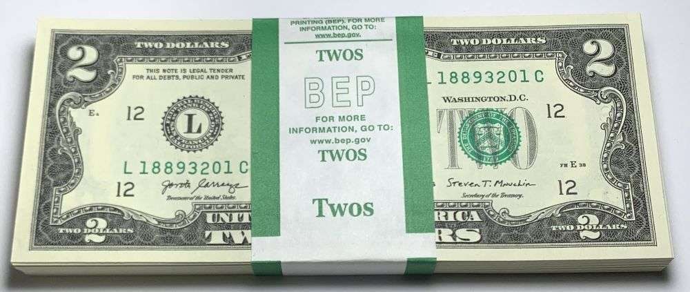 Fresh Sequential $200 Face Bank Wrapped 2017A $2 Notes (1 of 4)