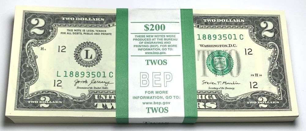 Fresh Sequential $200 Face Bank Wrapped 2017A $2 Notes (1 of 4)