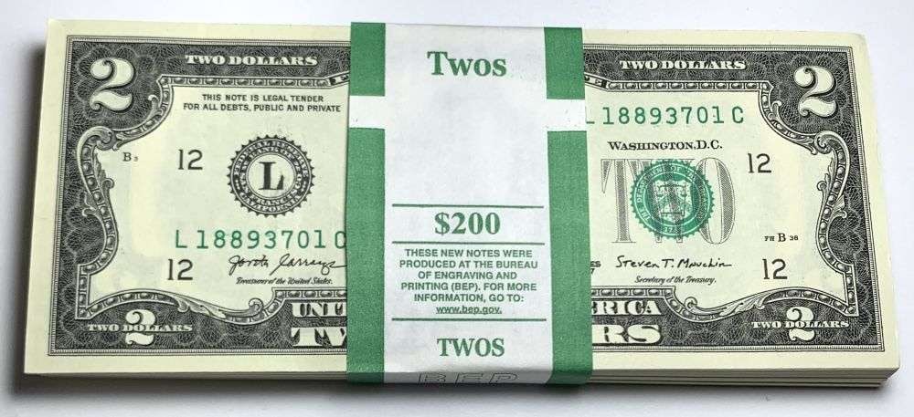 Fresh Sequential $200 Face Bank Wrapped 2017A $2 Notes (1 of 4)