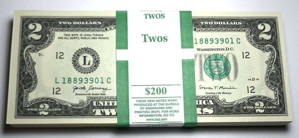Fresh Sequential $200 Face Bank Wrapped 2017A $2 Notes (1 of 4)