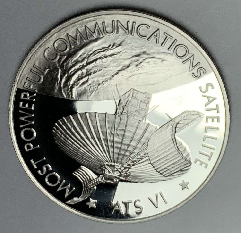 1974 Franklin Mint America In Space ATS VI Proof .790 ozt Sterling Silver: Winner shall receive the exact coin shown here. (MR/B)