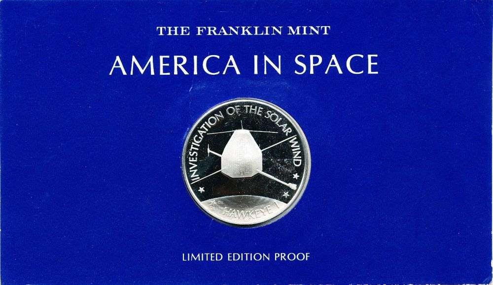 1974 Franklin Mint America In Space Hawkeye I Proof .790 ozt Sterling Silver: Winner shall receive the exact coin shown here. (MR/B)