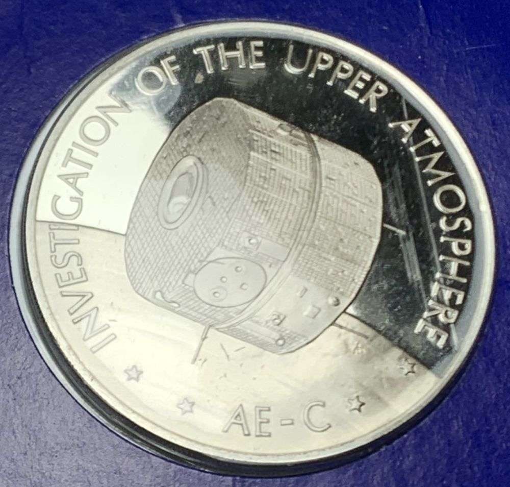 1973 Franklin Mint America In Space AE-C Proof .790 Ozt Sterling Silver: Winner shall receive the exact coin shown here. (MR/B)
