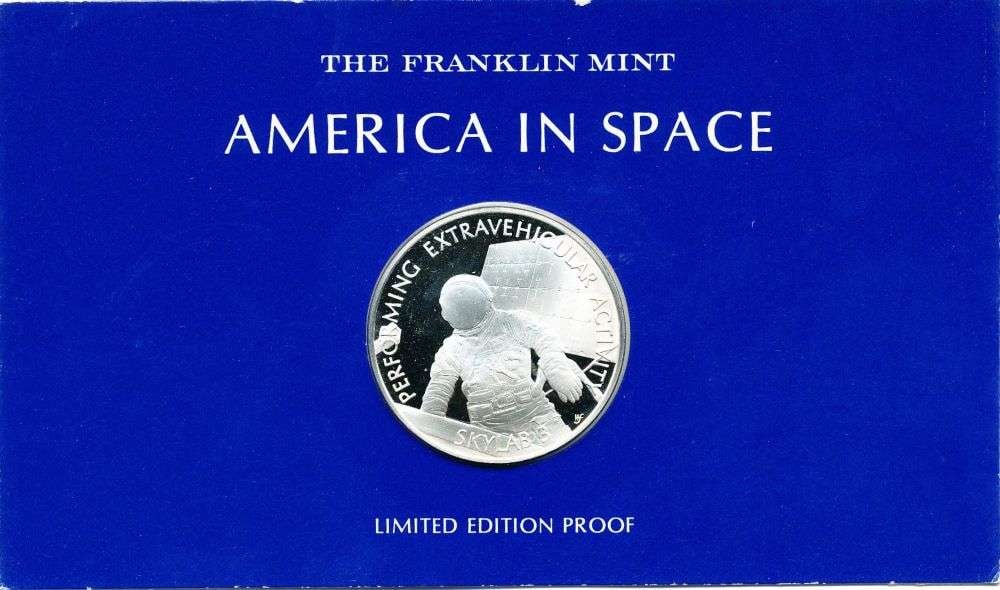 1973 Franklin Mint America In Space Skylab 3 Proof .790 ozt Sterling Silver: Winner shall receive the exact coin shown here. (MR/B)