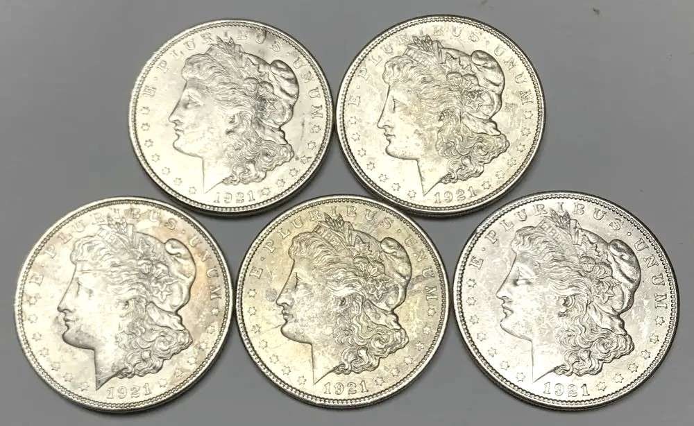 (5) Nice BU 1921 Morgan Silver Dollar (1 of 2)