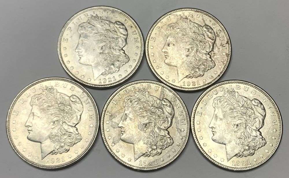 (5) Nice BU 1921 Morgan Silver Dollar (1 of 2)