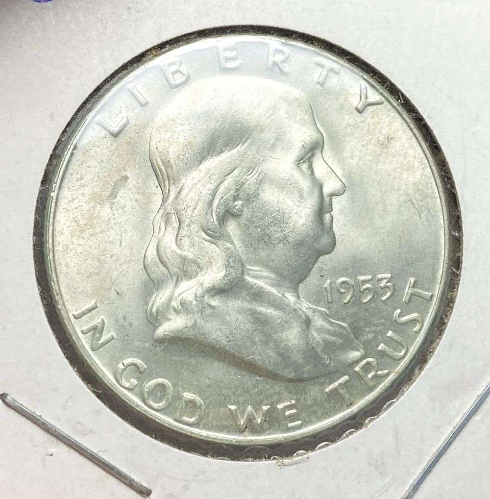 Vintage Flip Old Time 1953-D Franklin Silver Half Dollar MS65: Winner shall receive the exact coin shown here. (RR/B)
