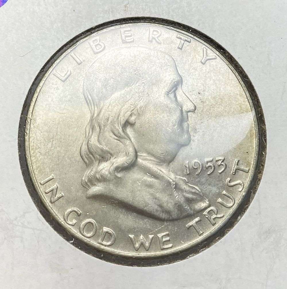 Vintage Flip Old Time 1953-D Franklin Silver Half Dollar MS65 (1 of 3)